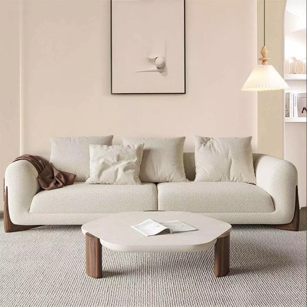 bọc ghế sofa bằng vải lông cừu giá rẻ tại nhà chị hương